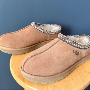 UGG Women's Tasman Mules Chestnut Suede Shearling Slip-Ons